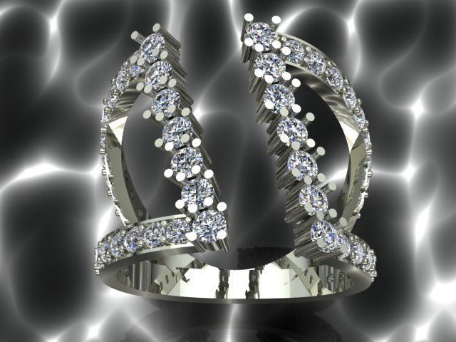 Open Middle Diamond Ring 3D print model_3