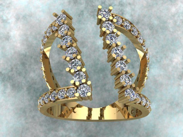 Open Middle Diamond Ring 3D print model_2