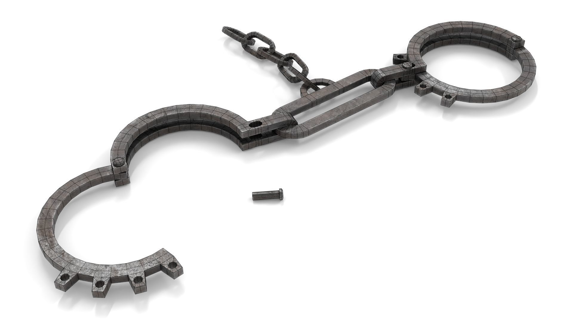 Antique Slave Handcuffs Low-poly 3D model_10