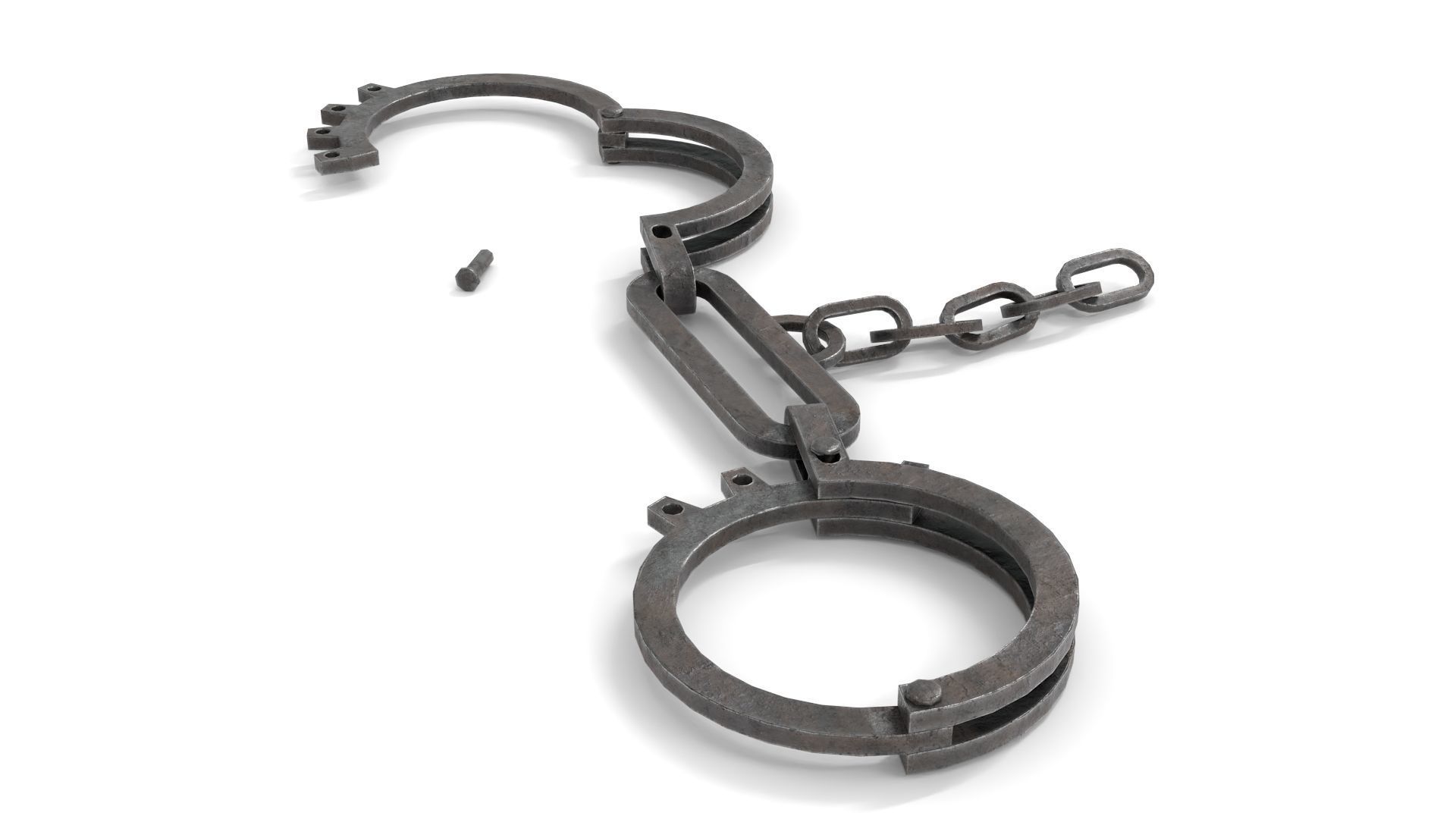 Antique Slave Handcuffs Low-poly 3D model_5