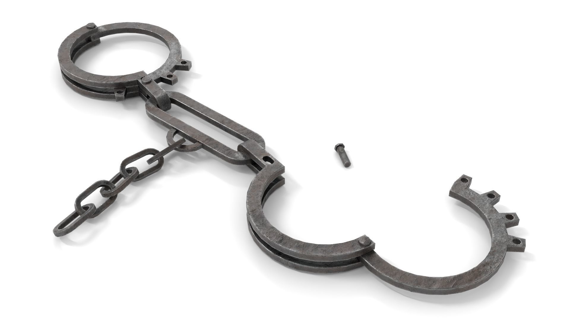 Antique Slave Handcuffs Low-poly 3D model_2