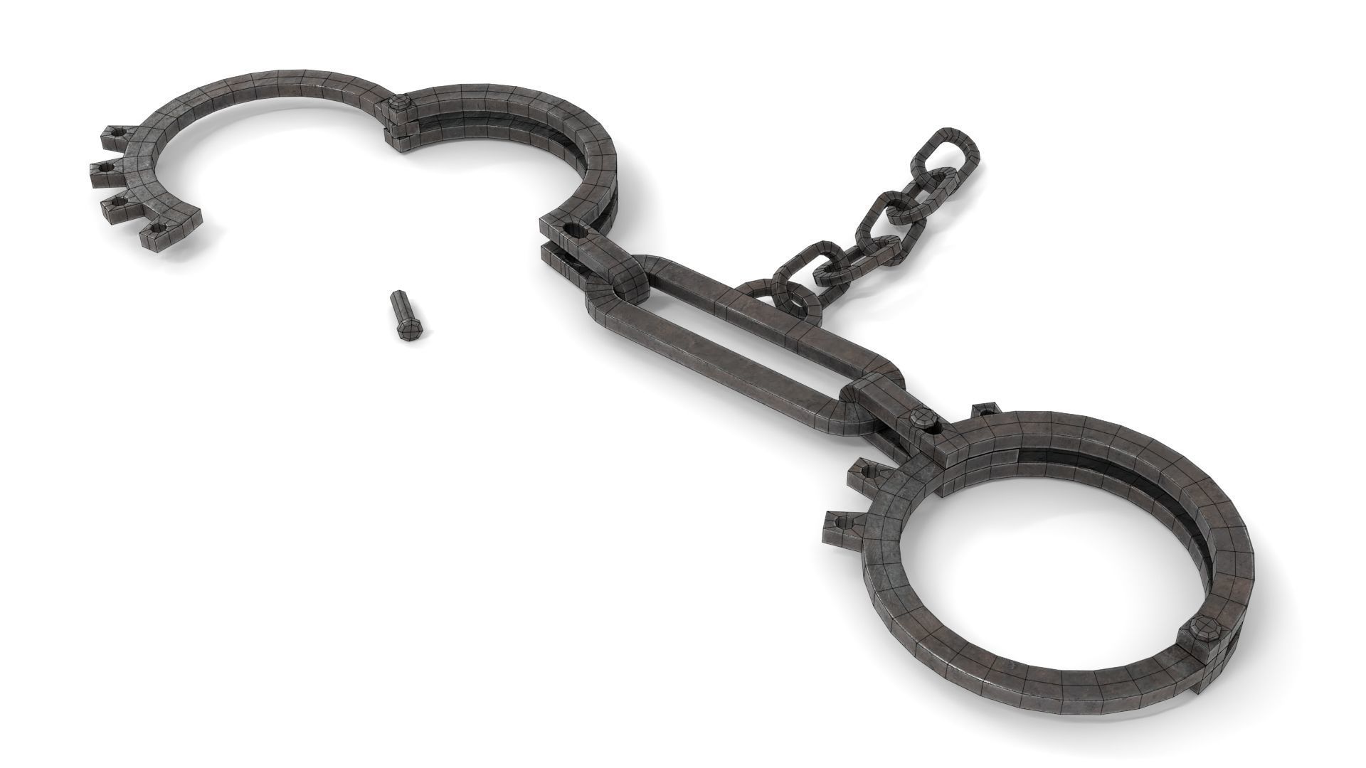 Antique Slave Handcuffs Low-poly 3D model_11