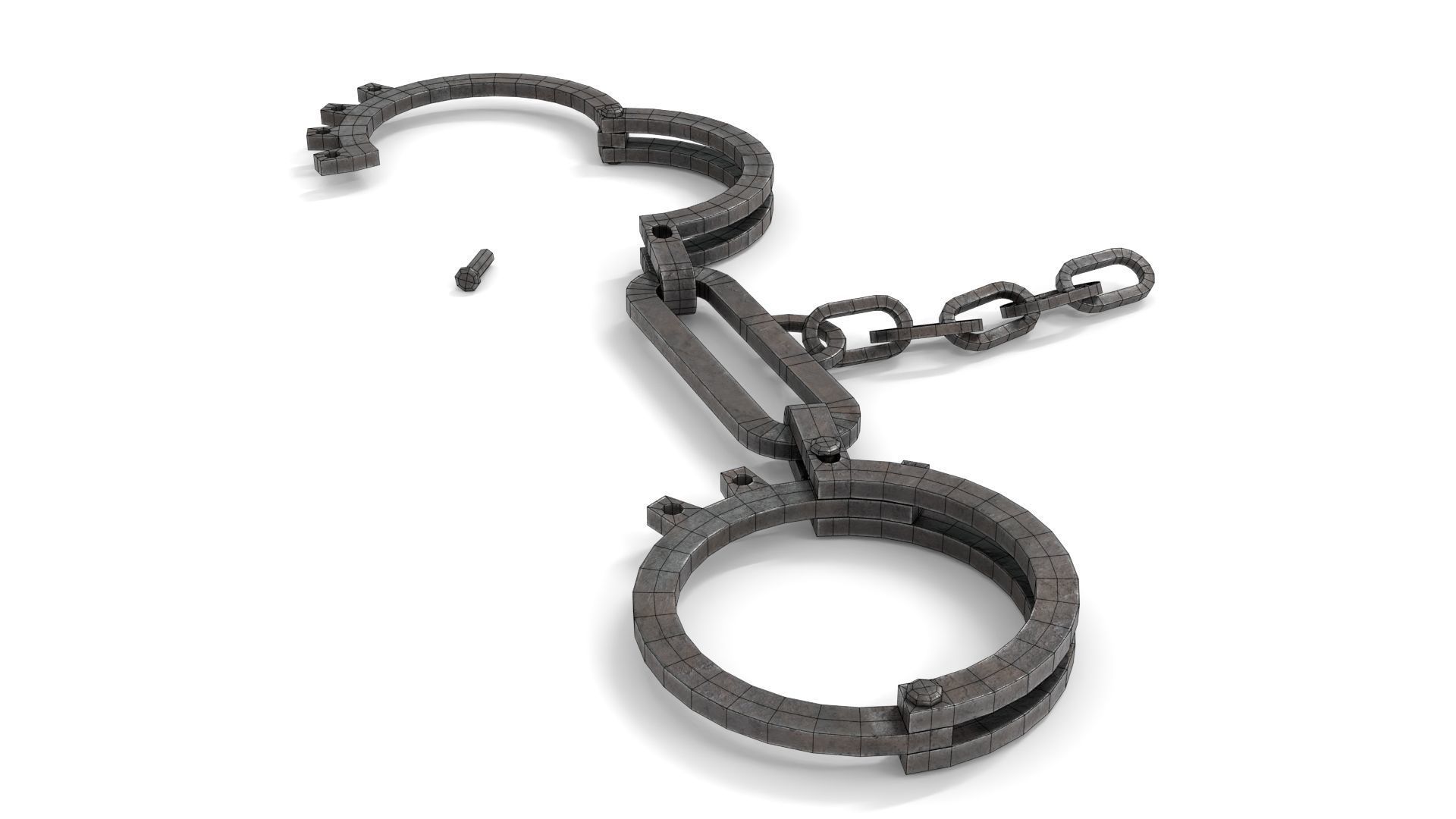 Antique Slave Handcuffs Low-poly 3D model_15