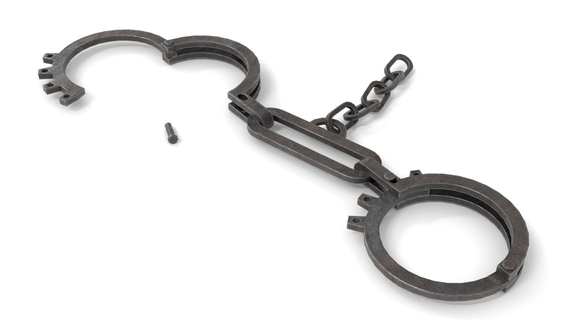Antique Slave Handcuffs Low-poly 3D model_1
