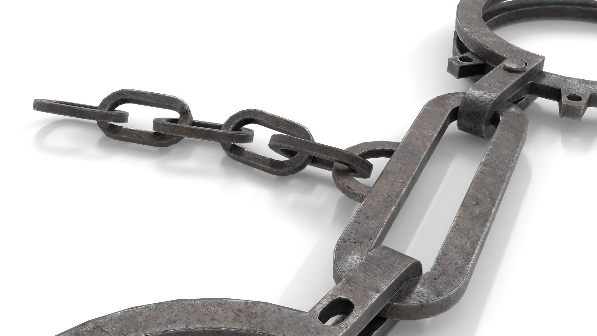 Antique Slave Handcuffs Low-poly 3D model_9