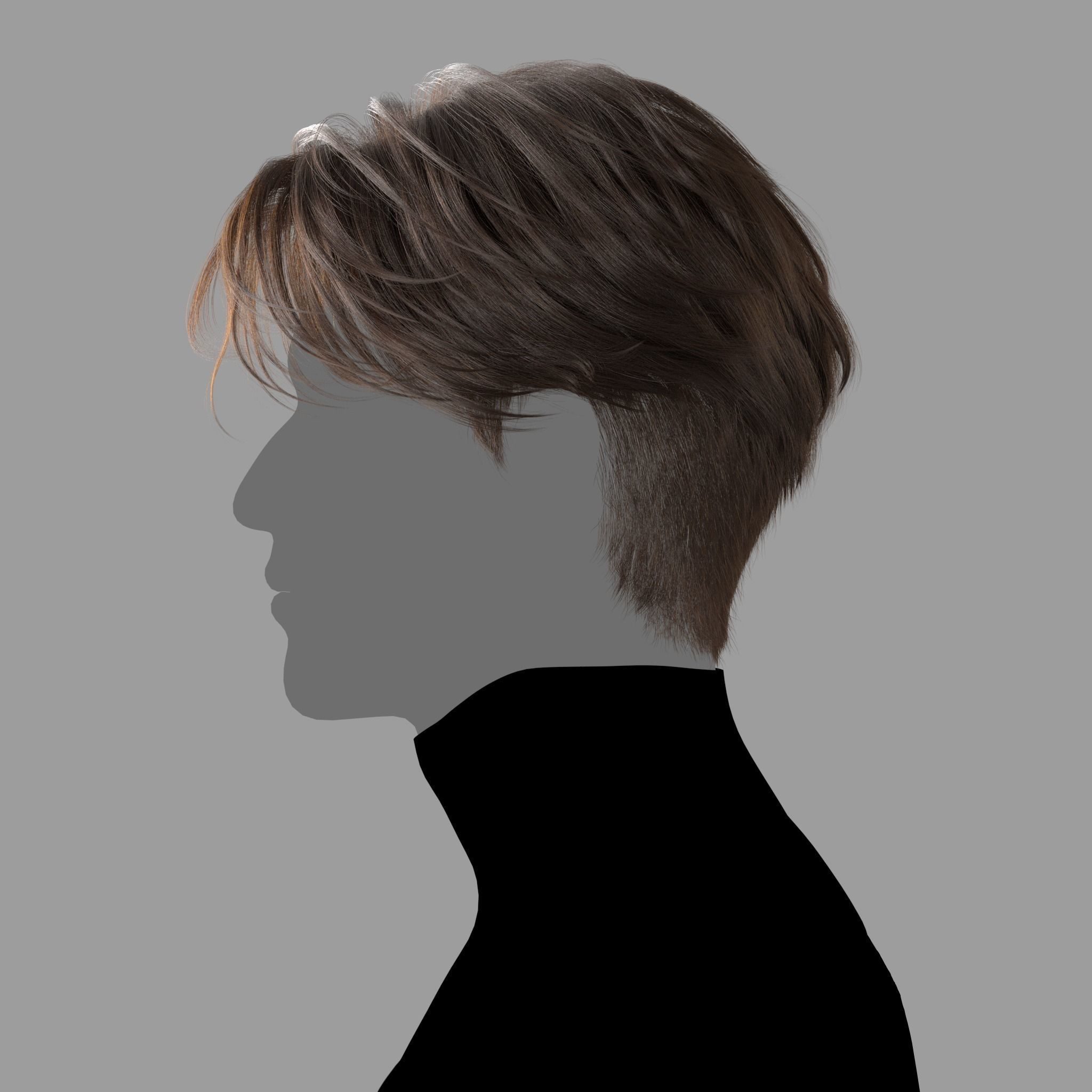 Male Hairstyle XGen maya scene and abc FBX 3D model_3