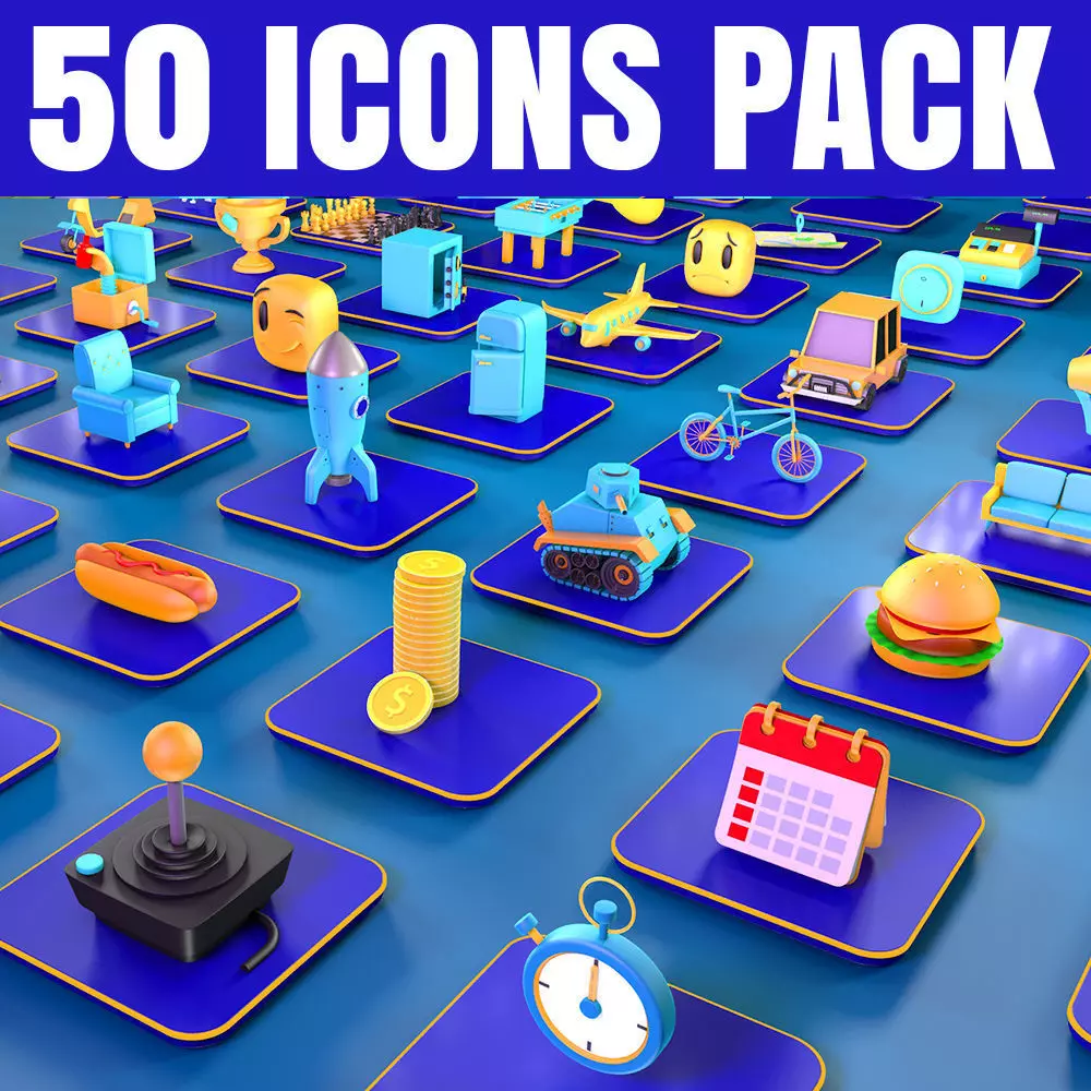 Collection icon pack vol 1 - 3D model Low-poly 3D model_0