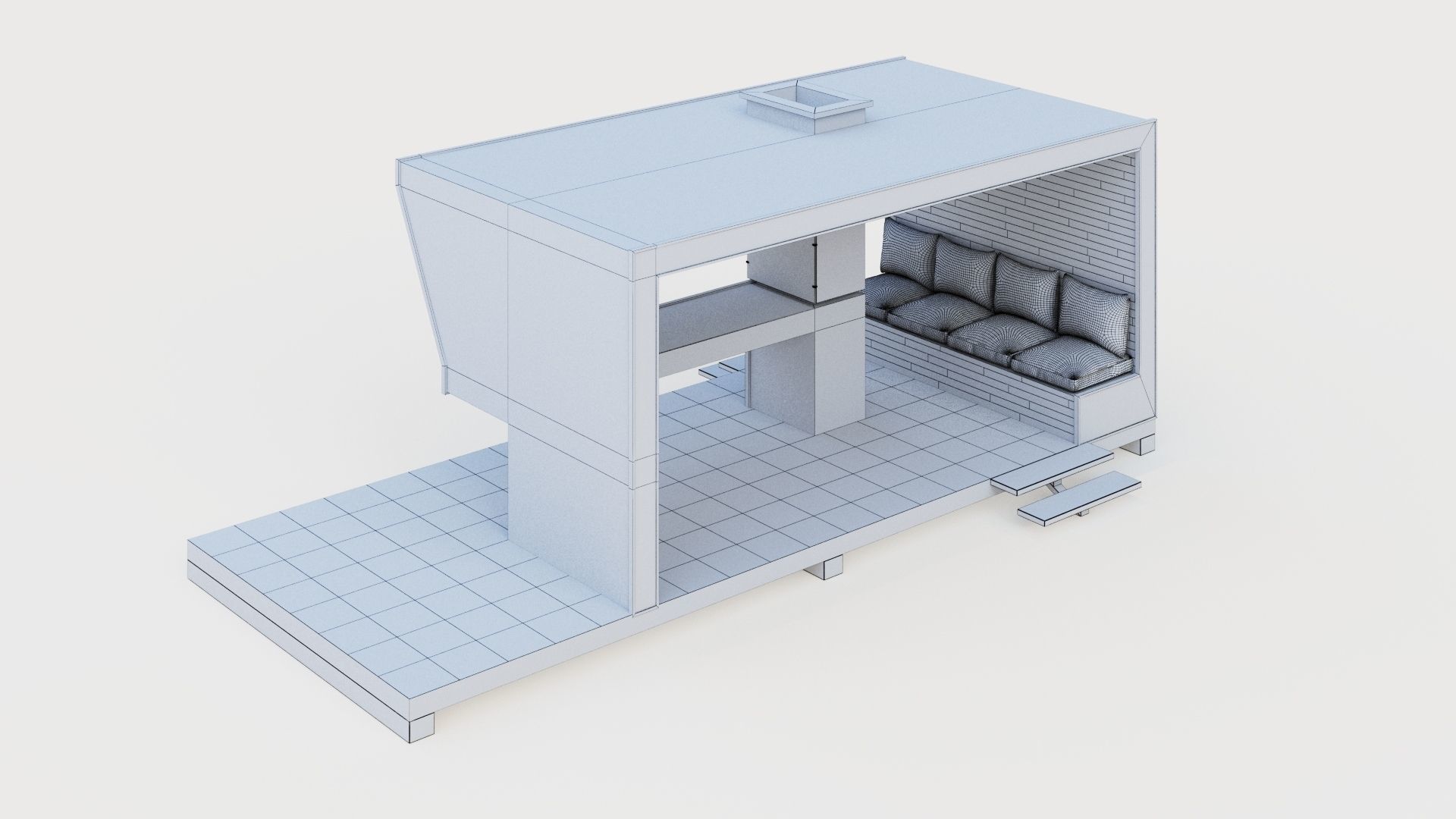 Gazebo with bar counter 3D model_46