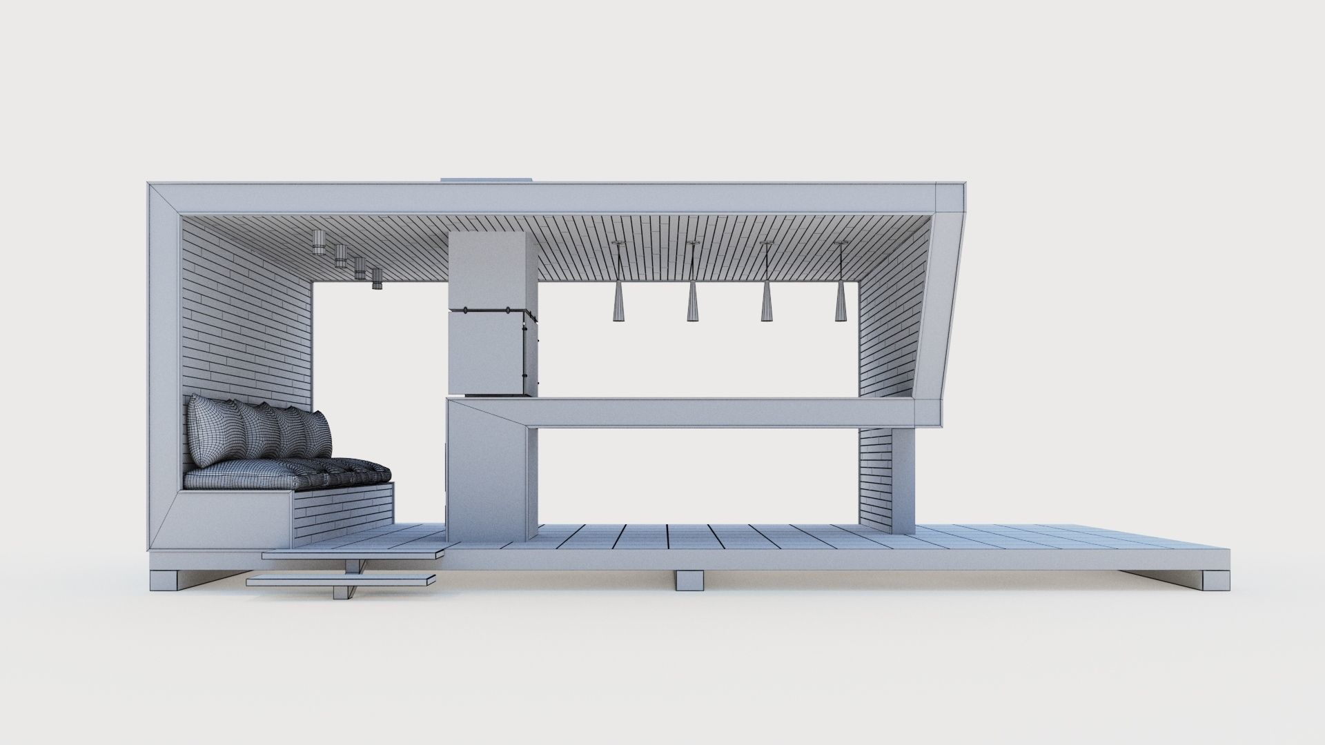 Gazebo with bar counter 3D model_36