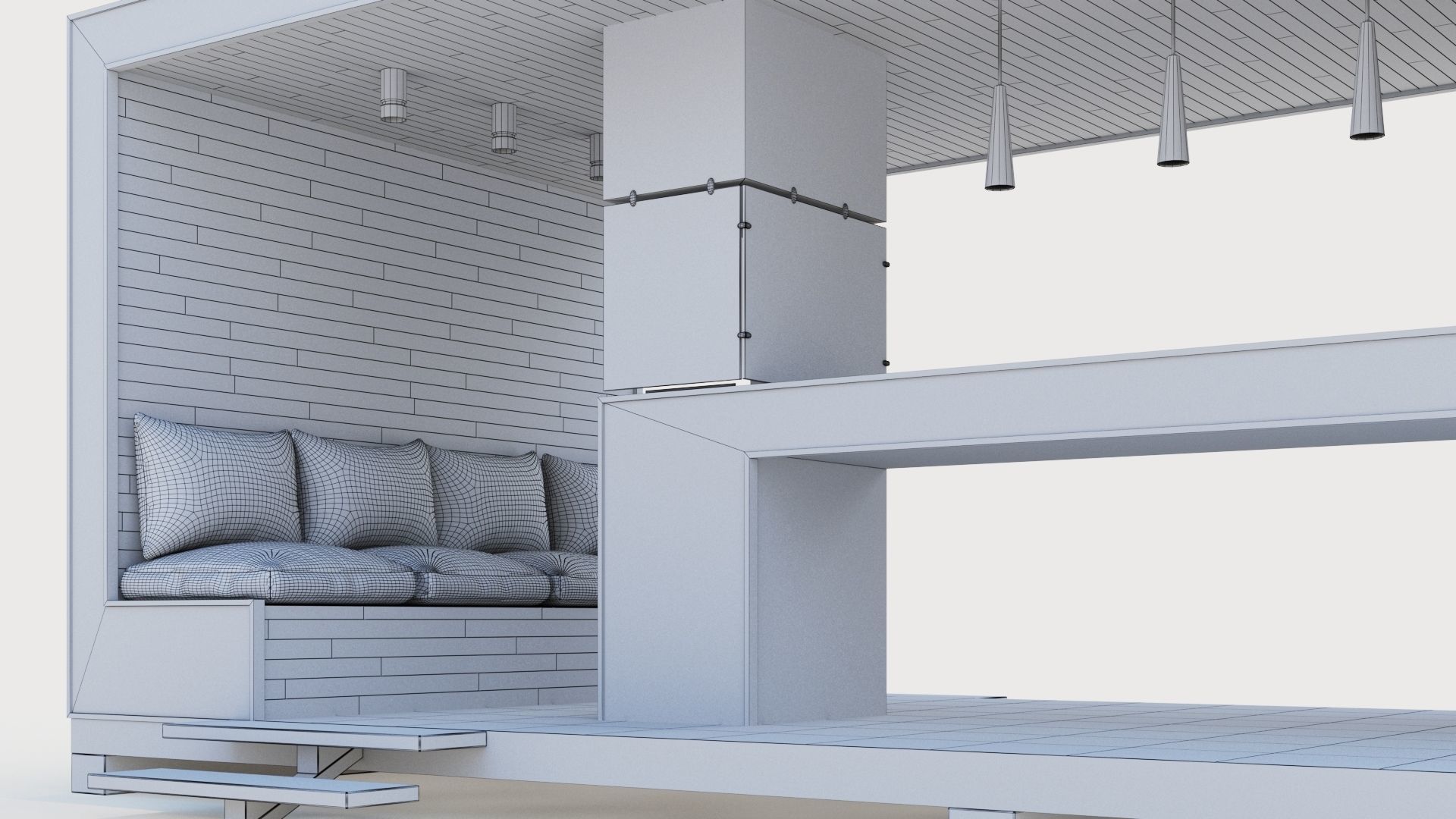 Gazebo with bar counter 3D model_53