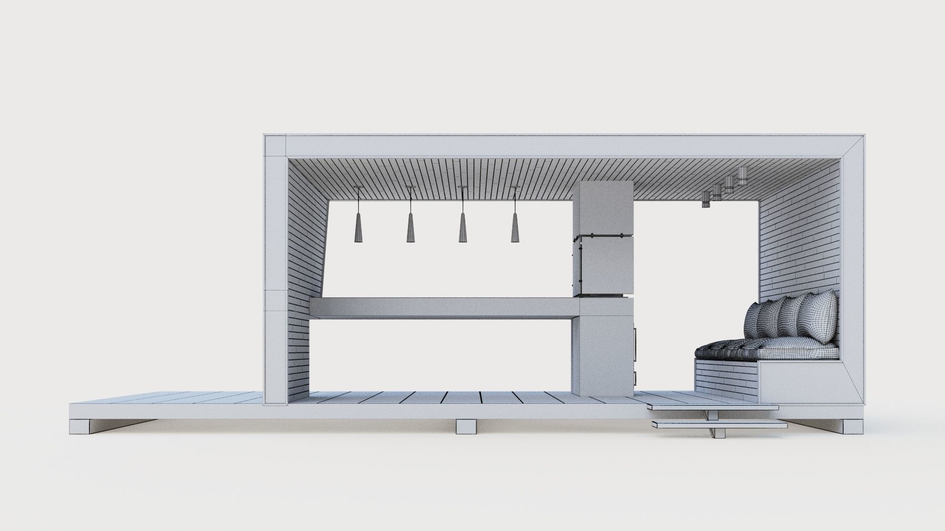 Gazebo with bar counter 3D model_40