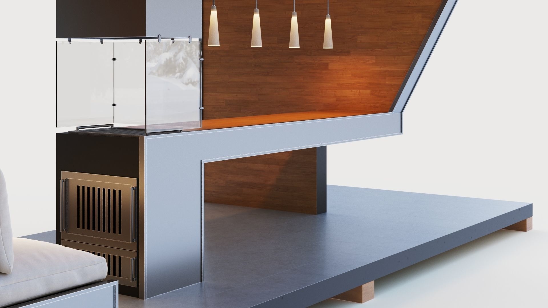 Gazebo with bar counter 3D model_13