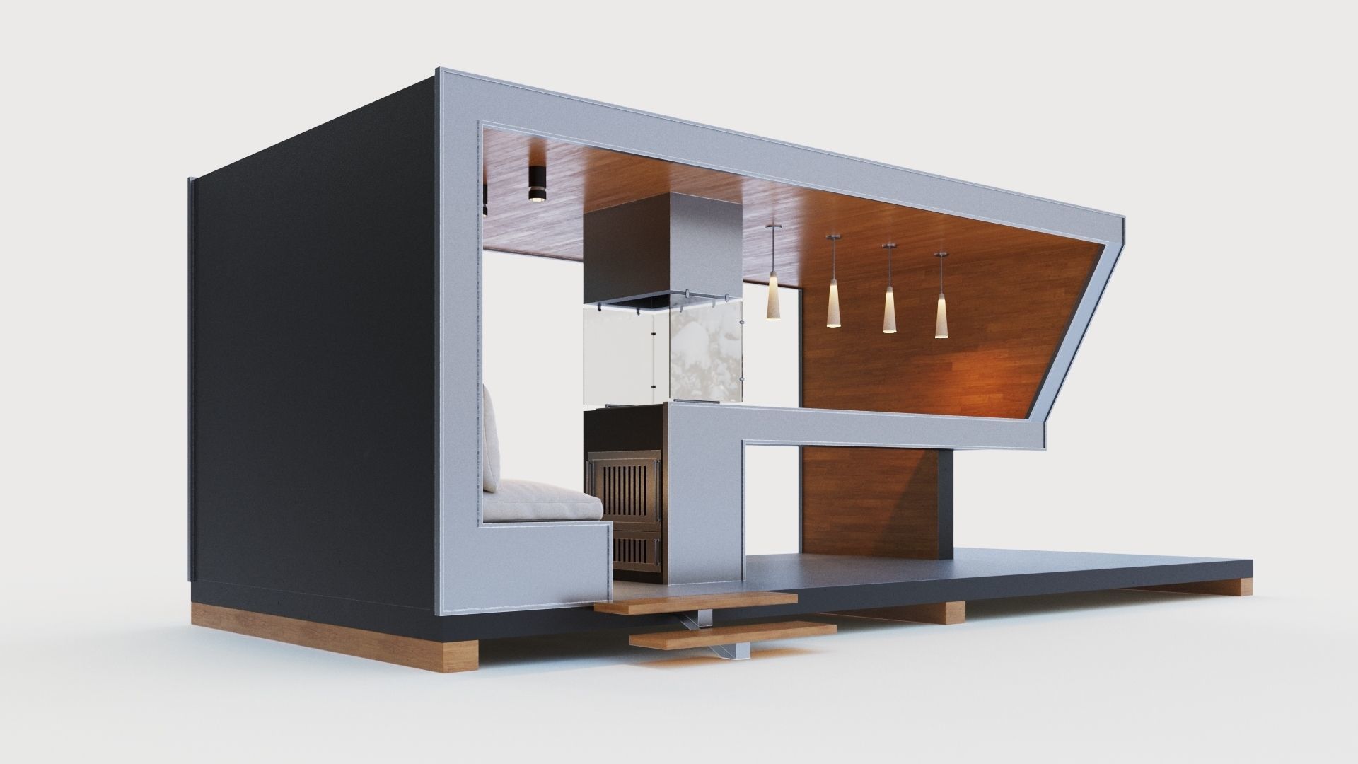 Gazebo with bar counter 3D model_7