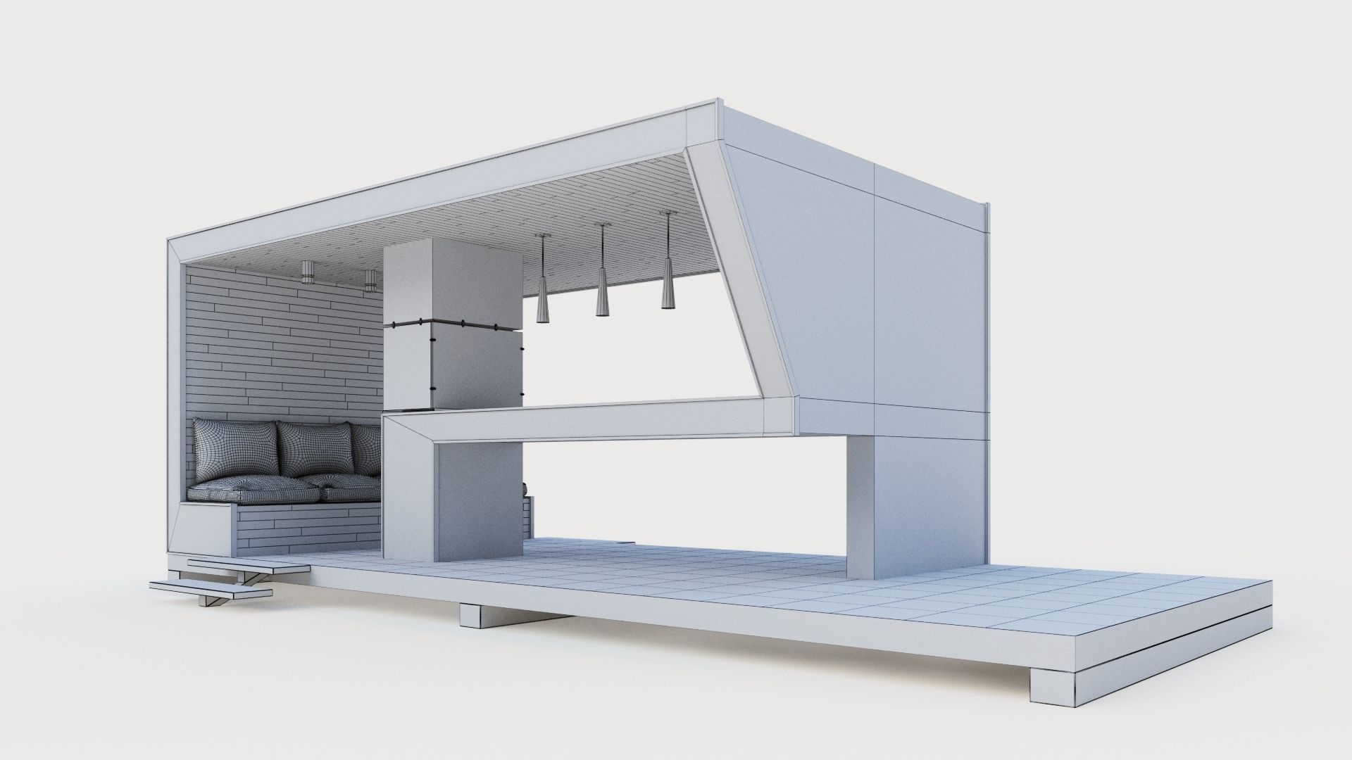 Gazebo with bar counter 3D model_37