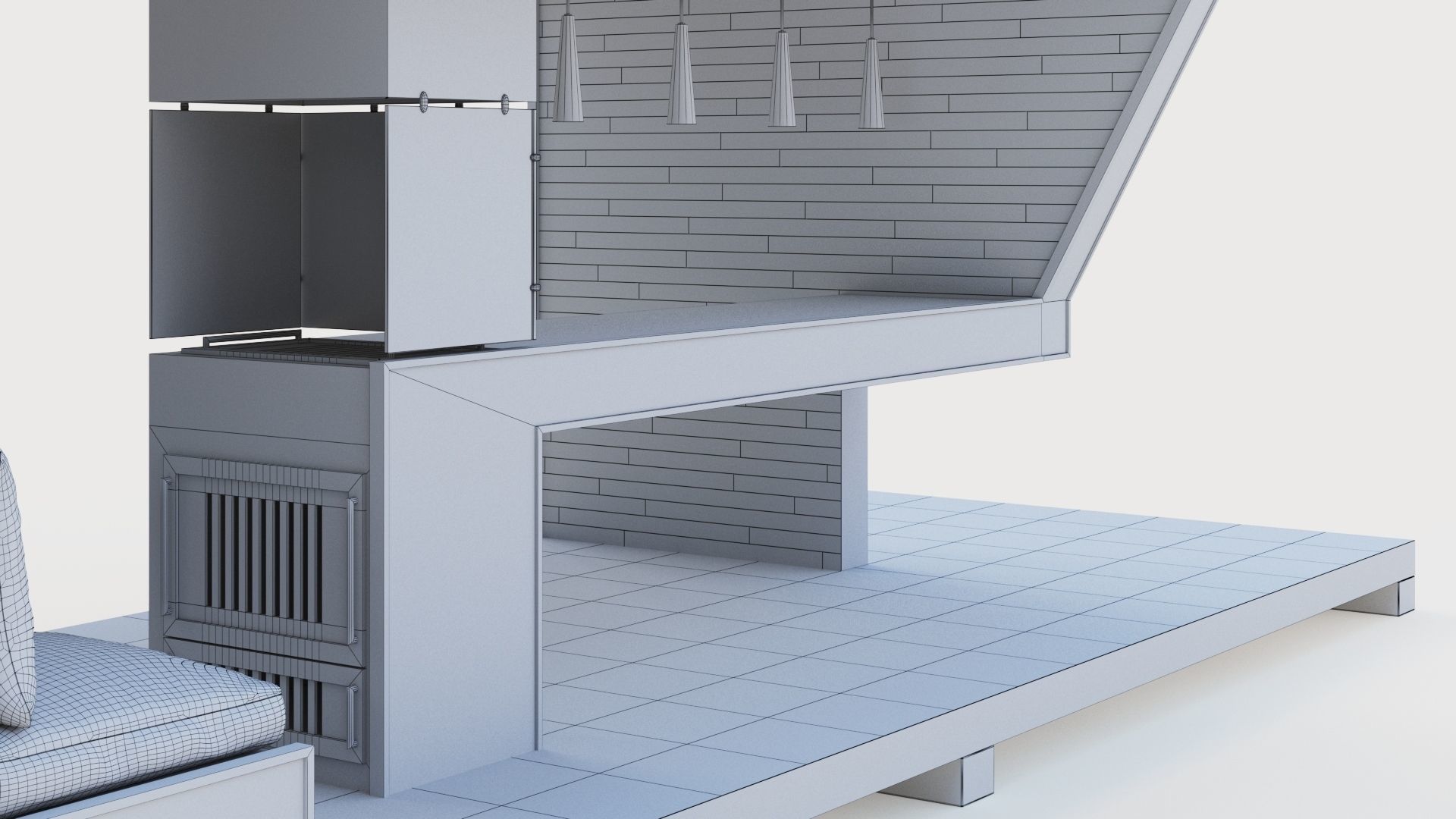 Gazebo with bar counter 3D model_49