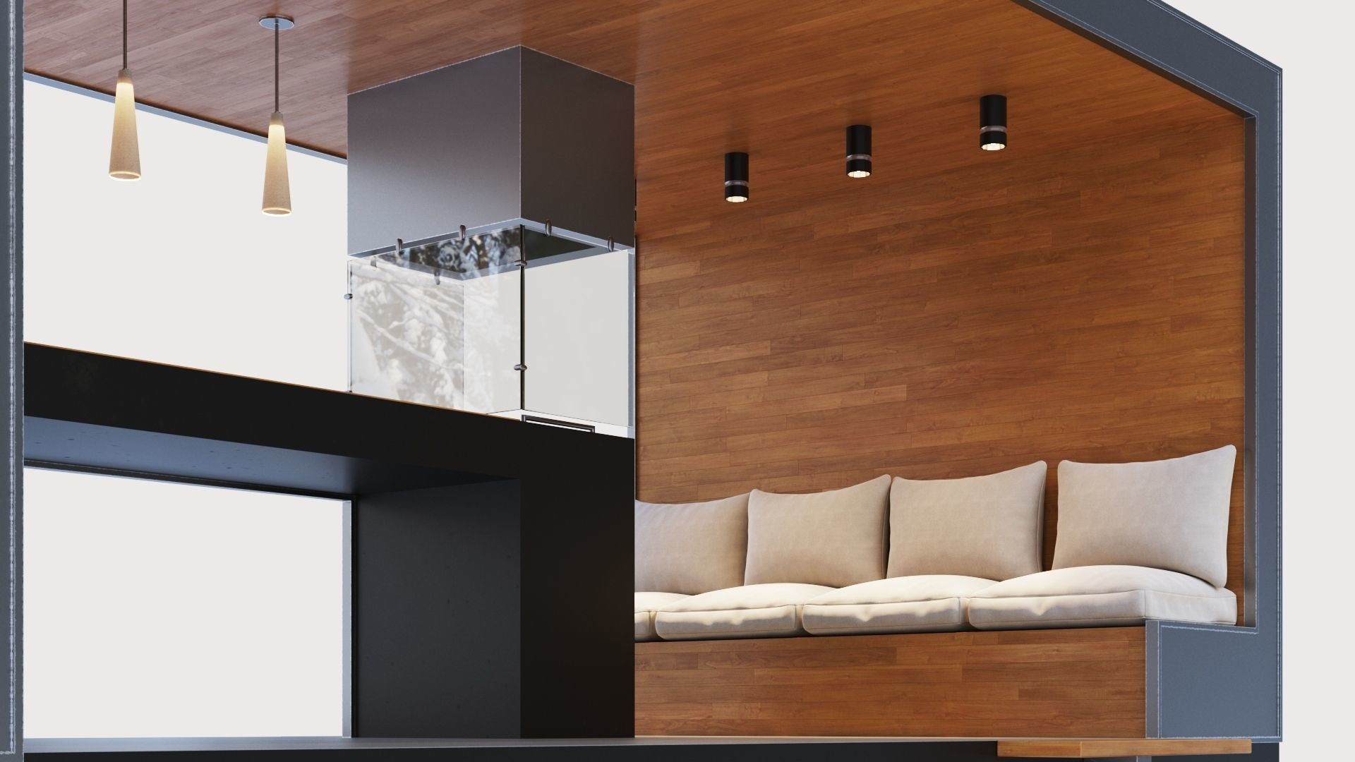 Gazebo with bar counter 3D model_16