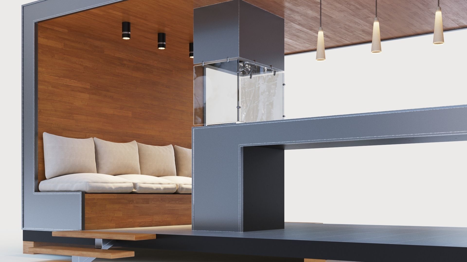 Gazebo with bar counter 3D model_17