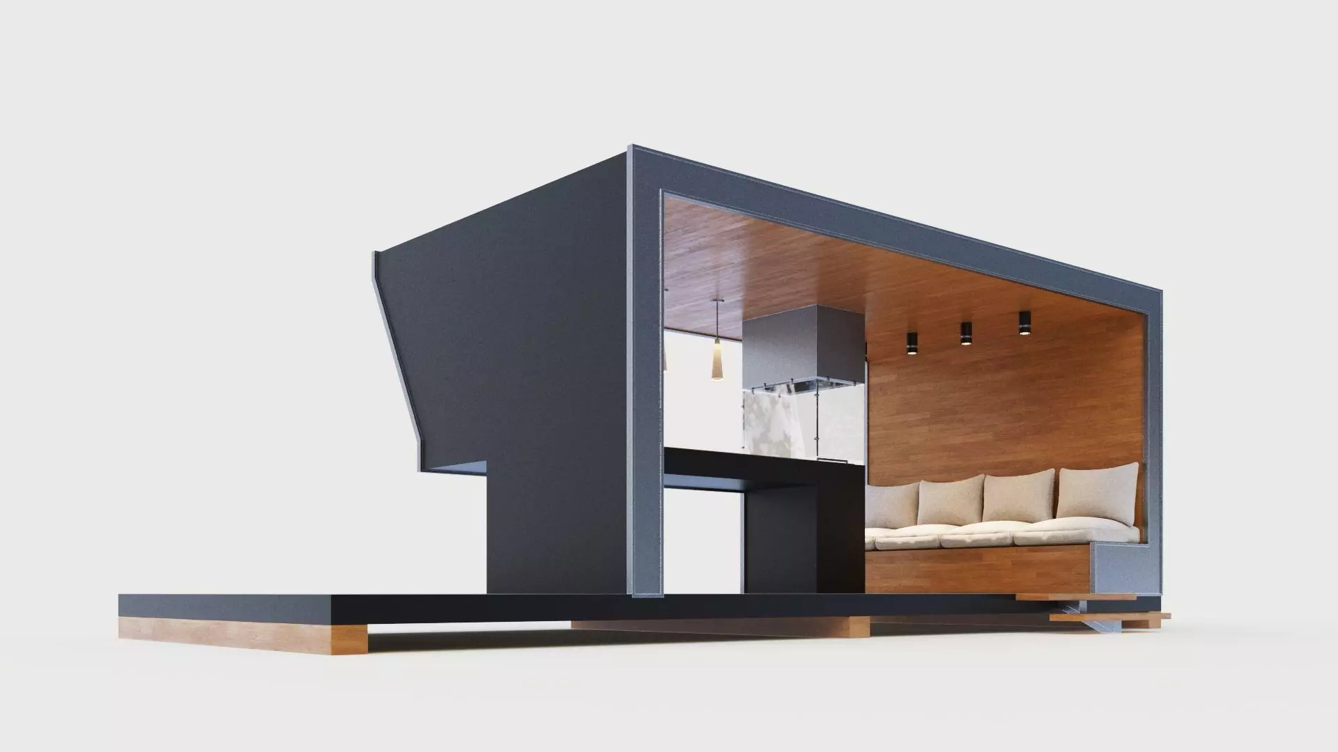 Gazebo with bar counter 3D model_0