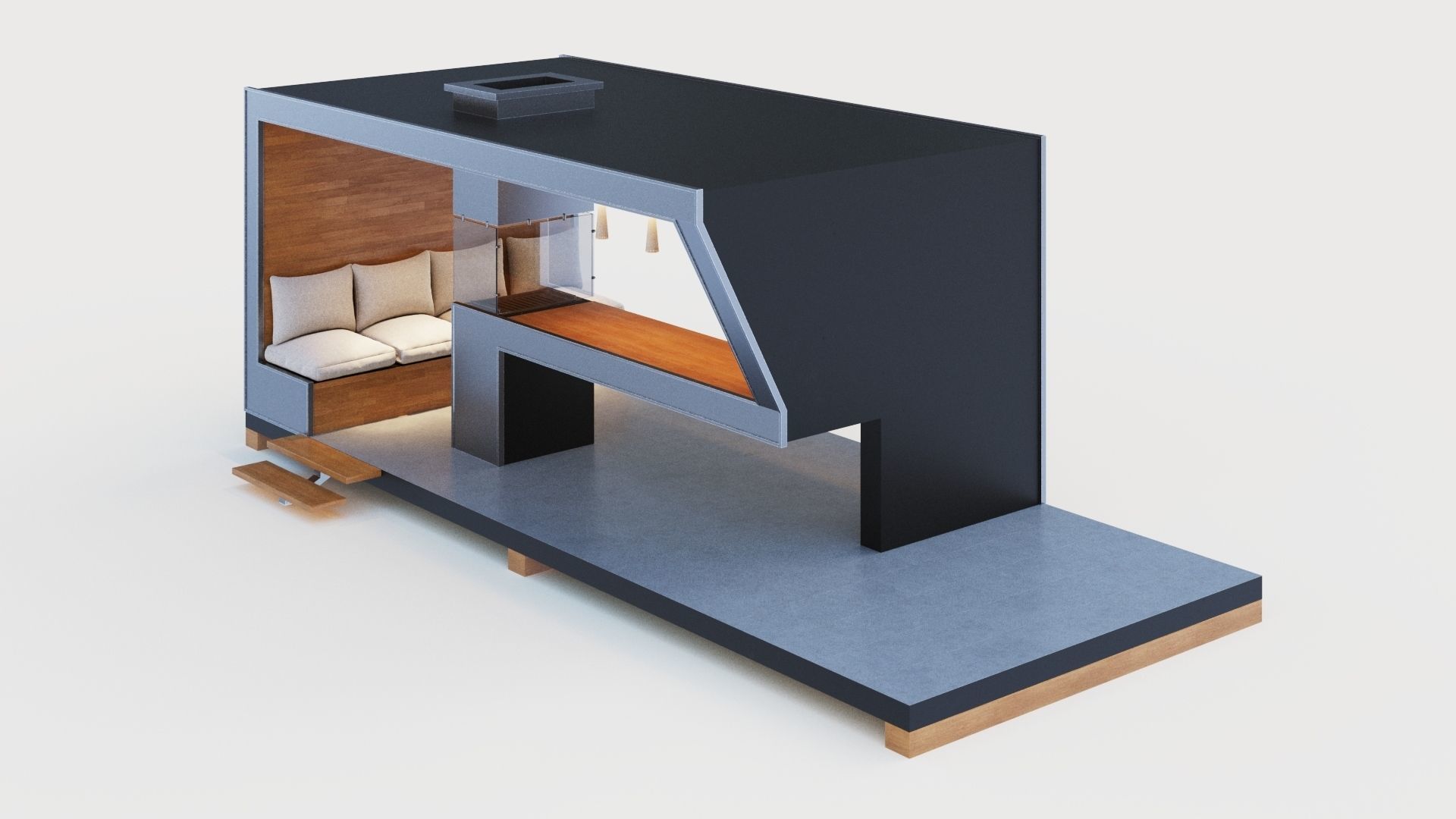 Gazebo with bar counter 3D model_9