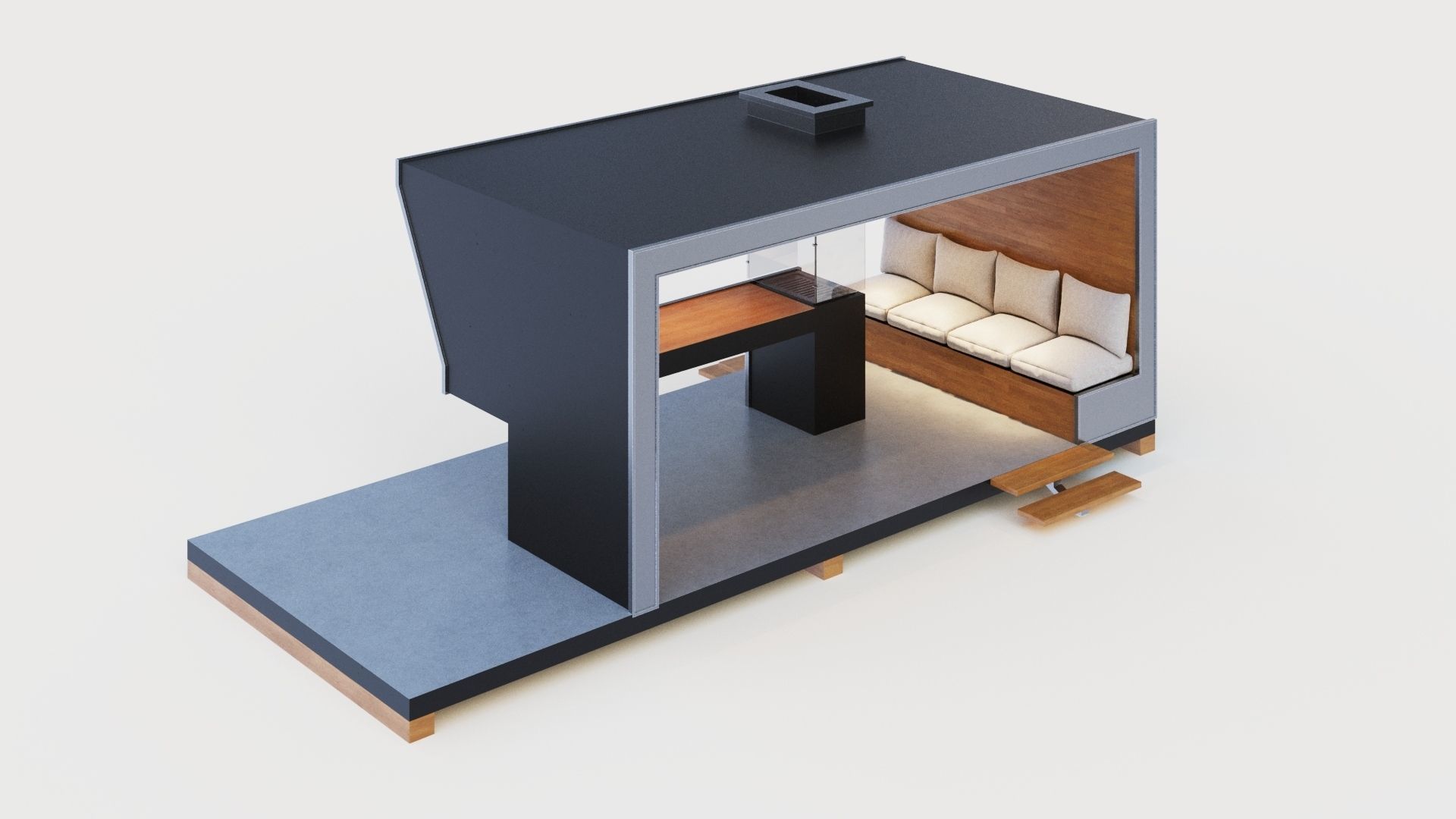 Gazebo with bar counter 3D model_10