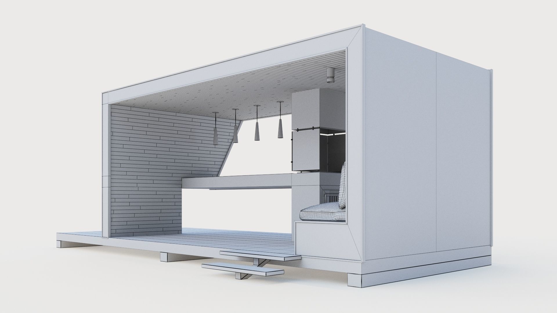 Gazebo with bar counter 3D model_41