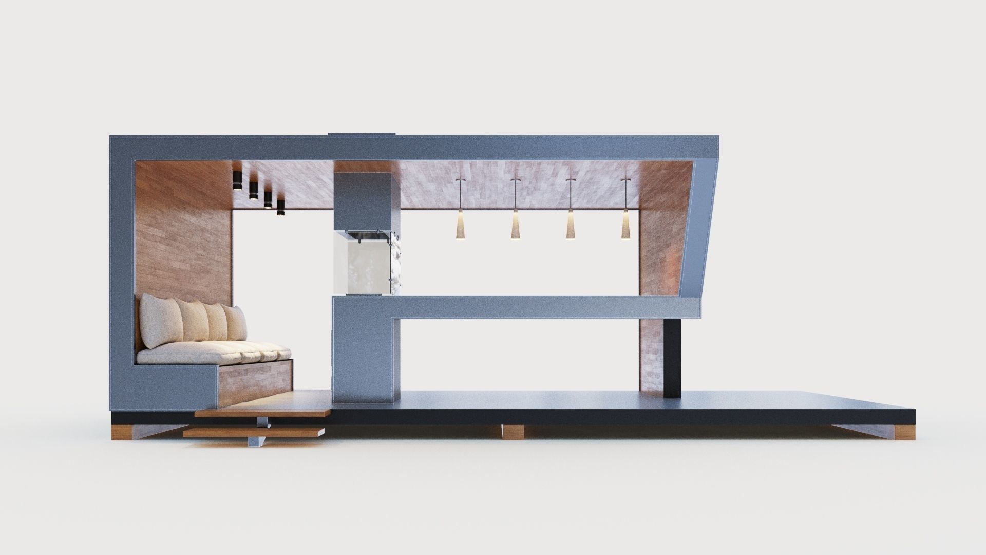 Gazebo with bar counter 3D model_2