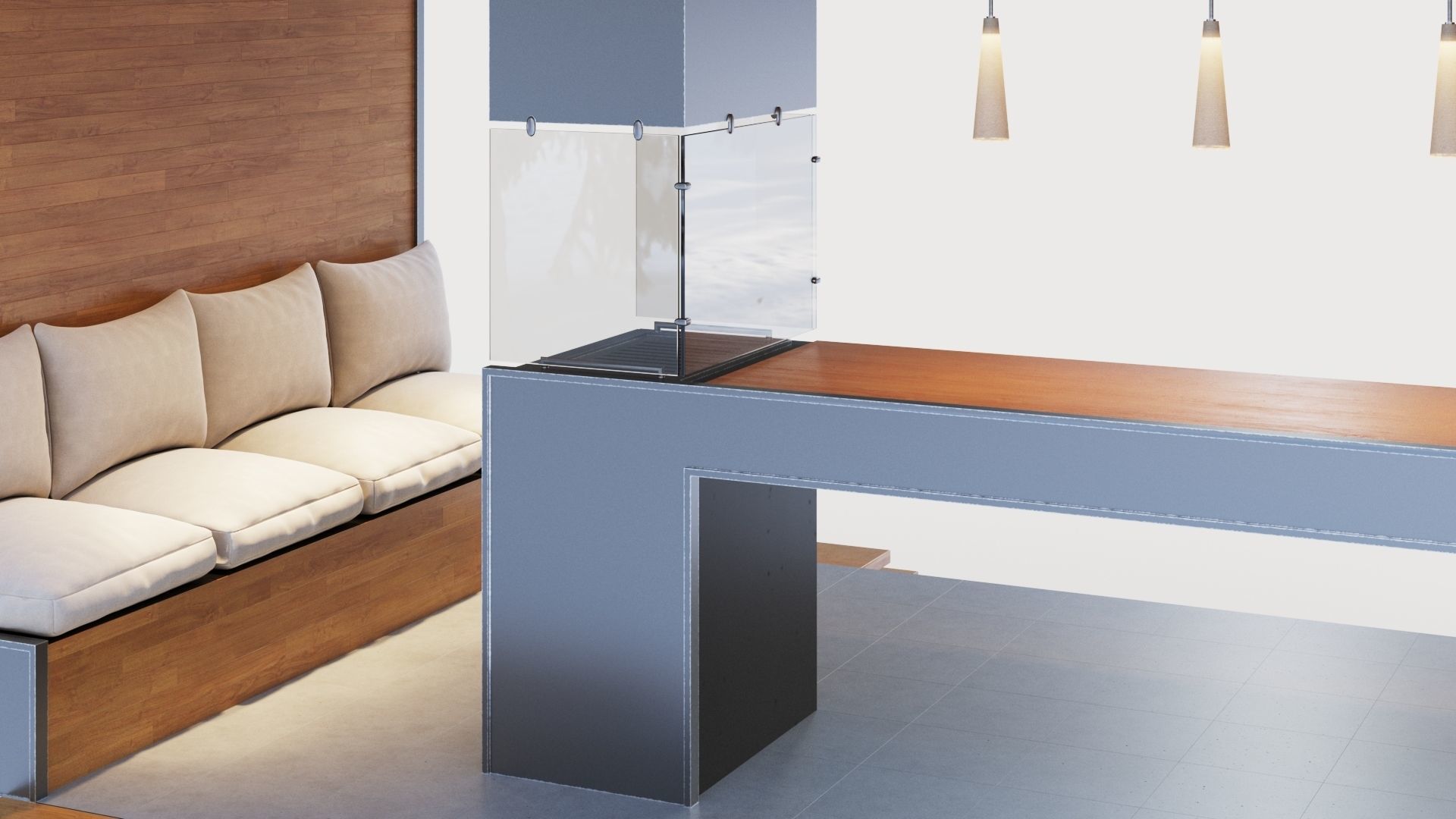 Gazebo with bar counter 3D model_12