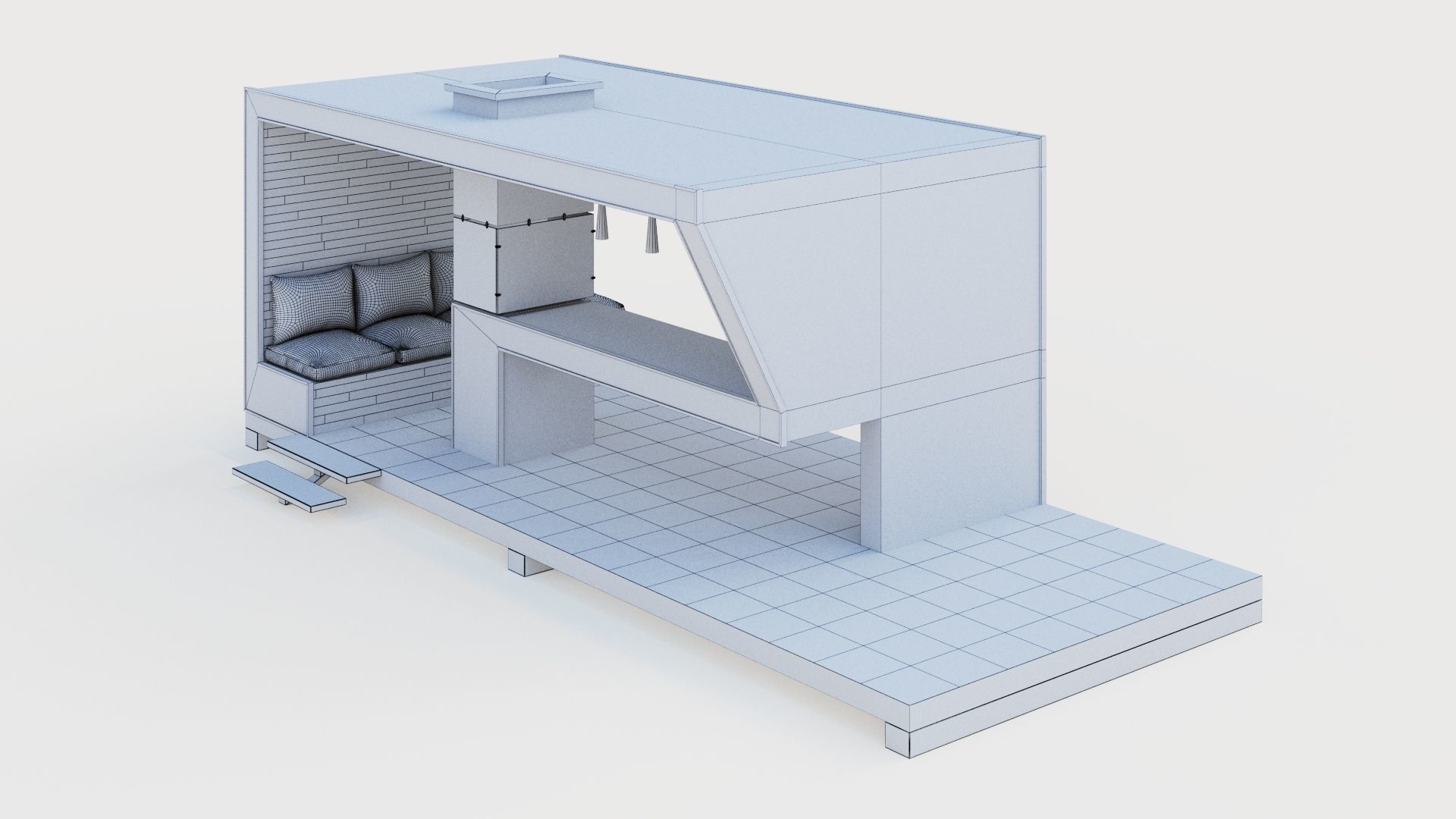 Gazebo with bar counter 3D model_45