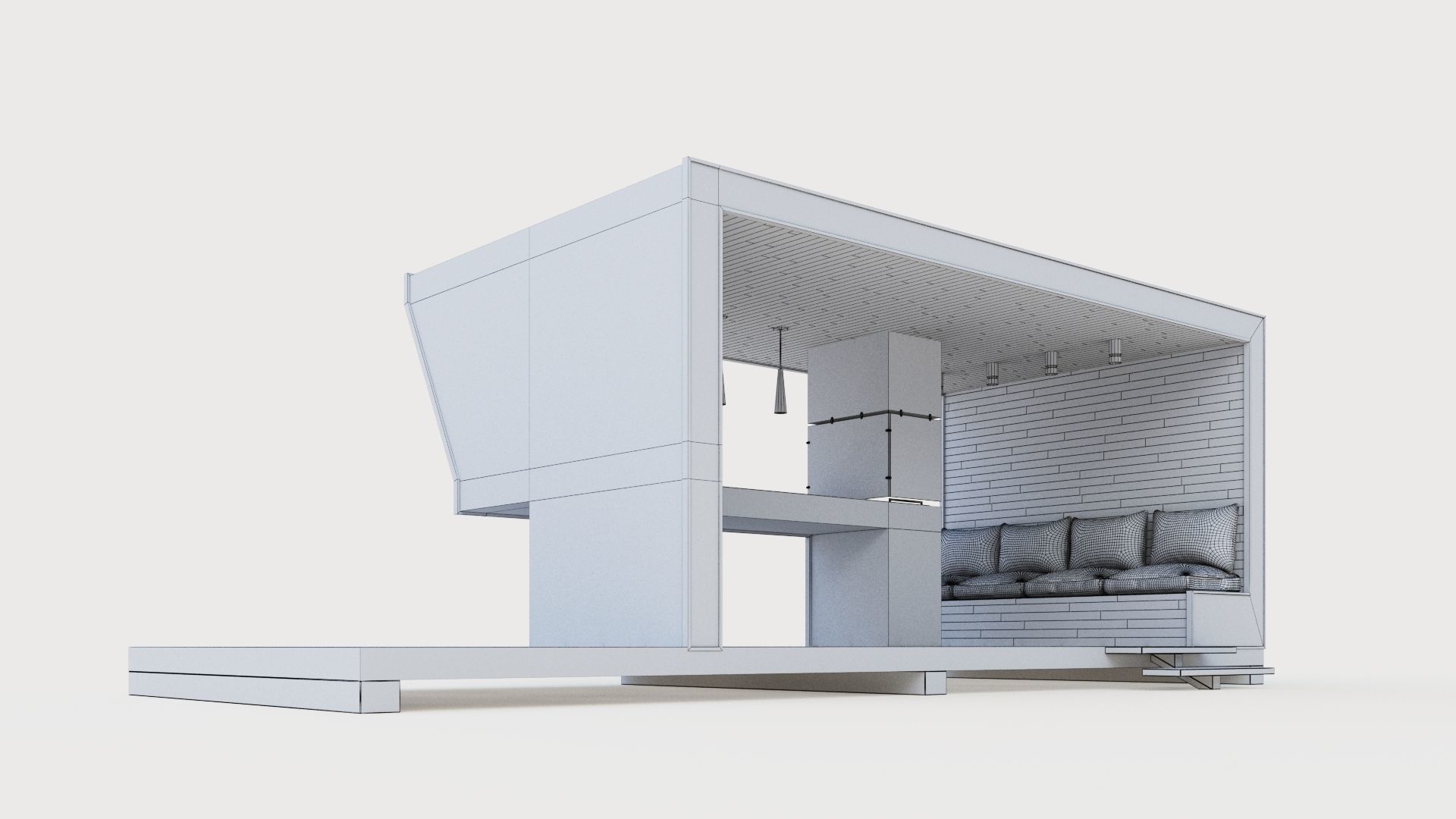 Gazebo with bar counter 3D model_39