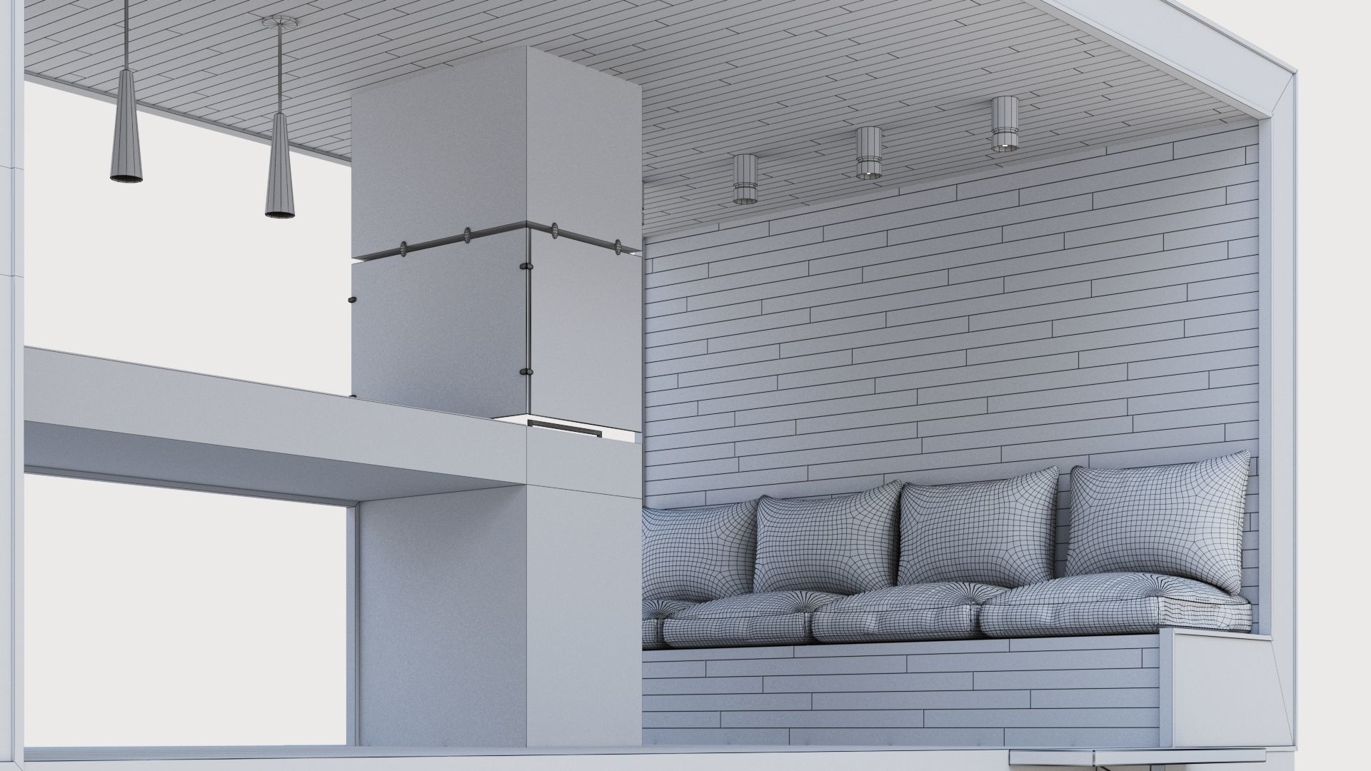 Gazebo with bar counter 3D model_52