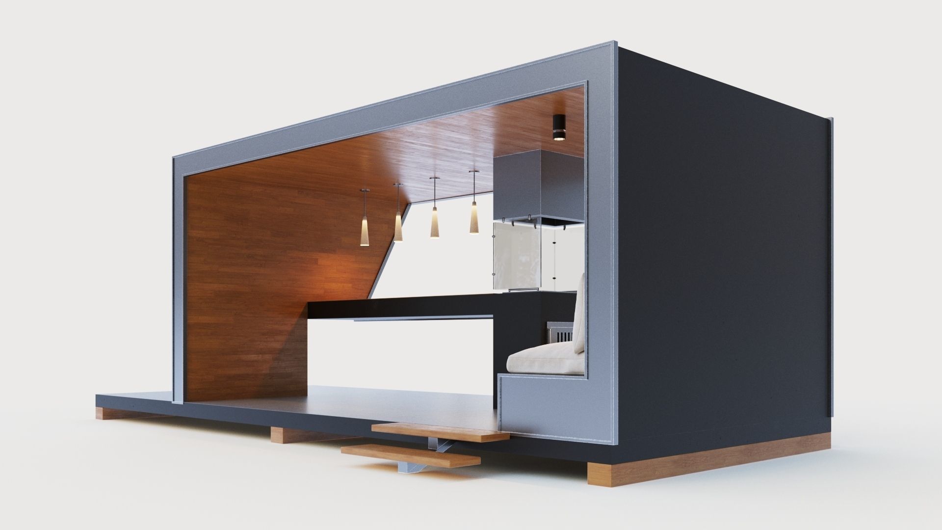 Gazebo with bar counter 3D model_5