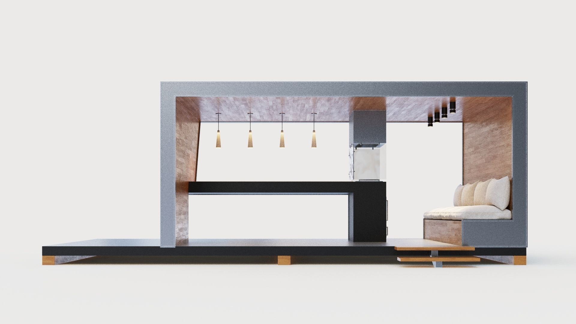 Gazebo with bar counter 3D model_4