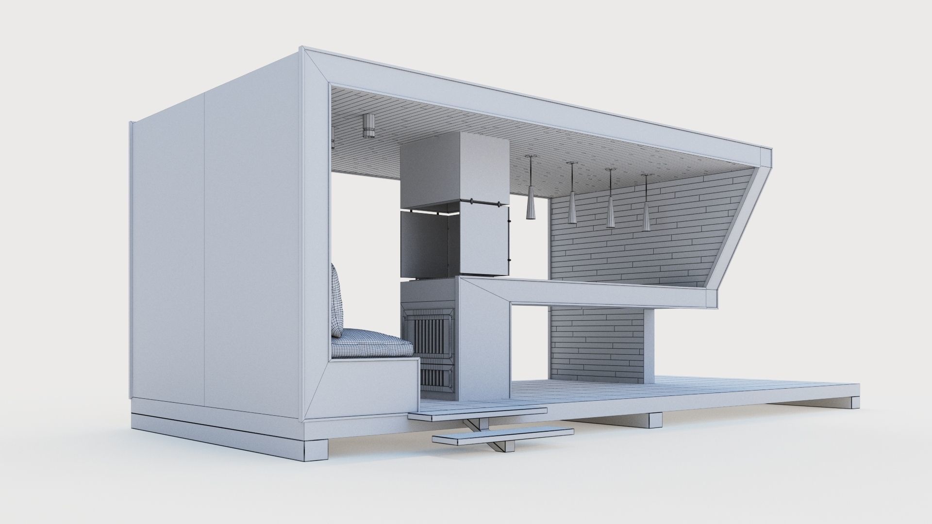 Gazebo with bar counter 3D model_43