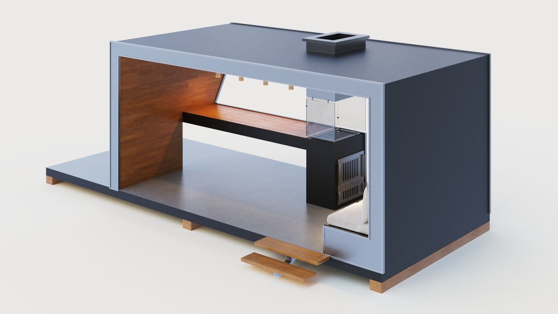 Gazebo with bar counter 3D model_11