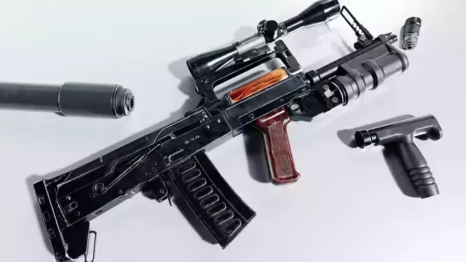 OTs-14 Groza Low-poly 3D model