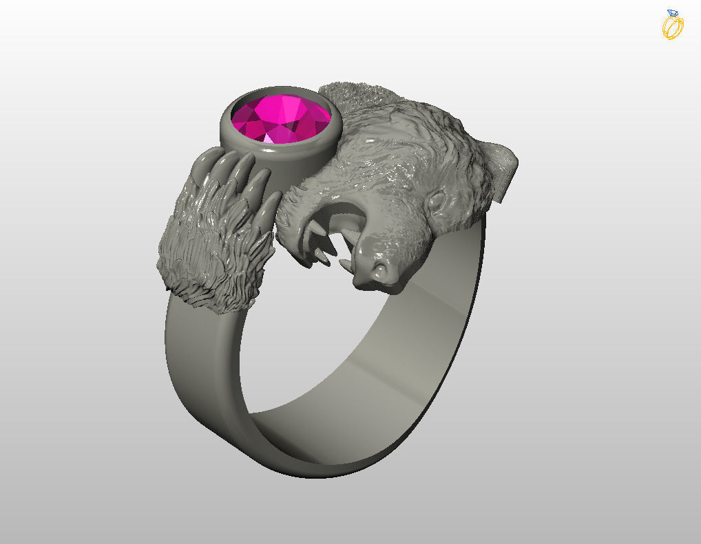Bear ring 3D print model_16
