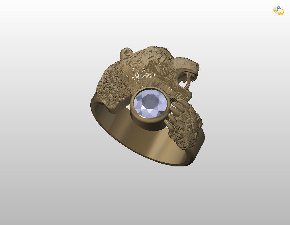Bear ring 3D print model_3