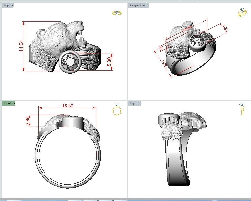 Bear ring 3D print model_1