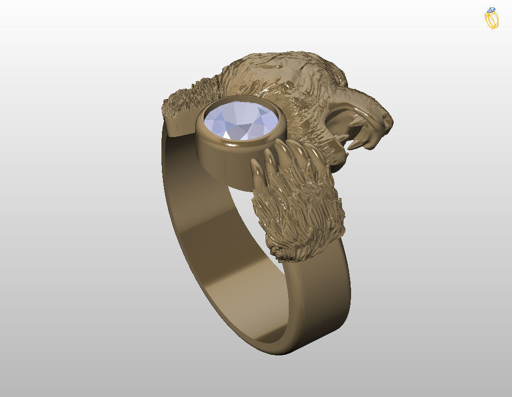 Bear ring 3D print model_7