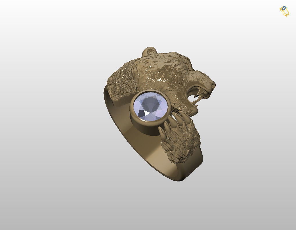 Bear ring 3D print model_4