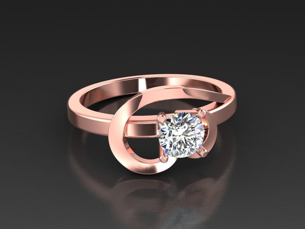 Diamond Jewelry Female Ring 3D print model 3D print model_1