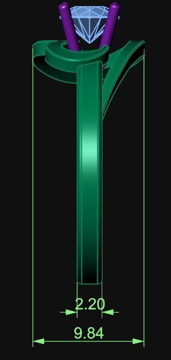 Diamond Jewelry Female Ring 3D print model 3D print model_6