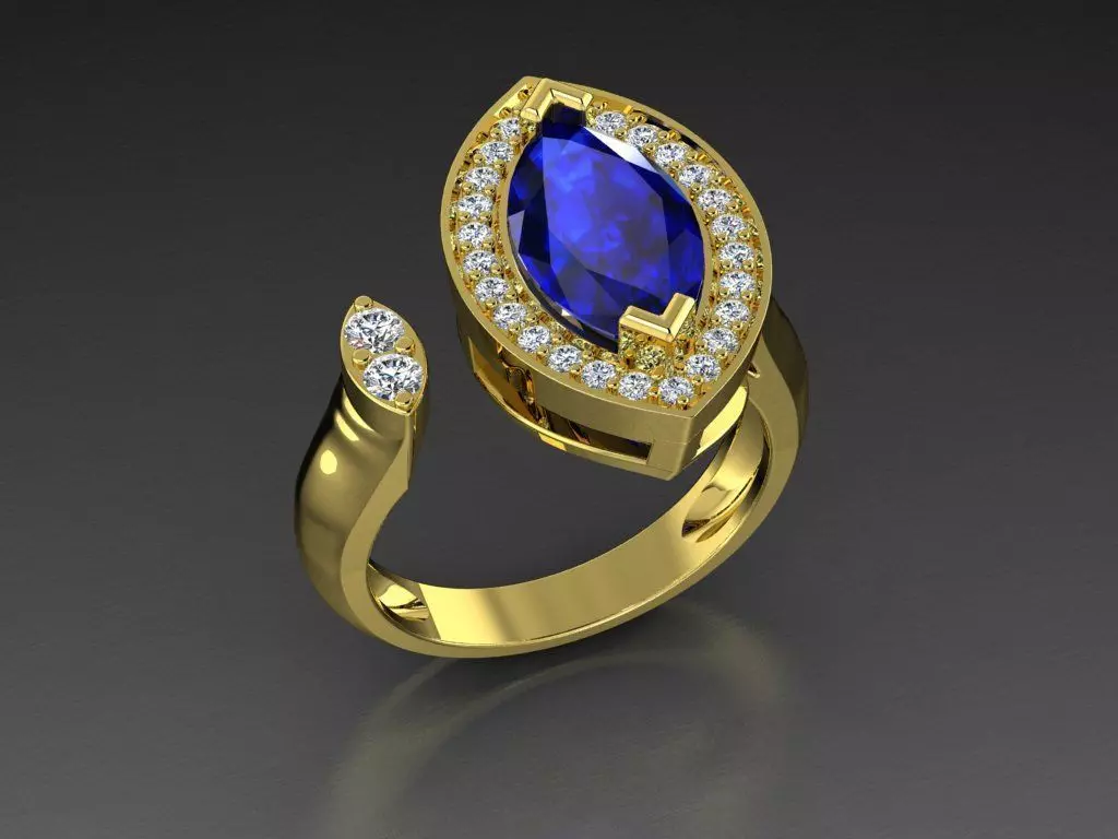 Diamond Jewelry Ring Marquise gem Sapphire blue cut Free 3D print model