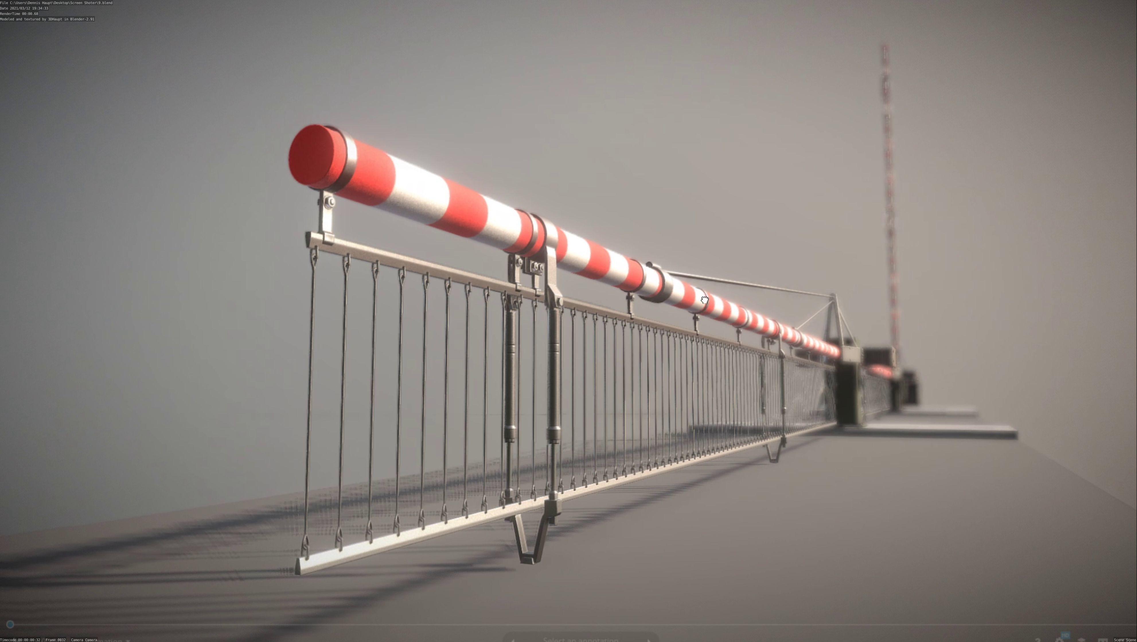 Low-Poly Railroad Barrier 9m with Protective Grid Low-poly 3D model_60