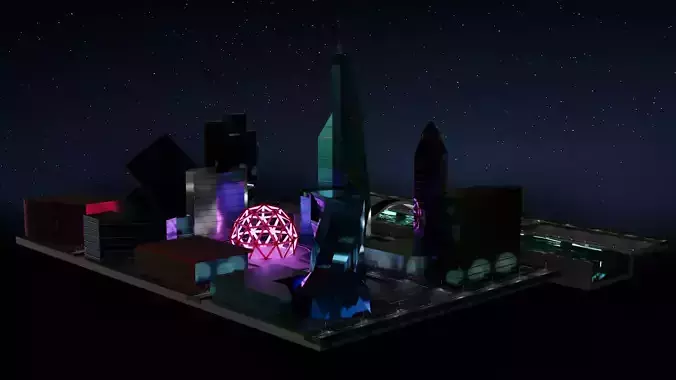 Modern City  Low-poly 3D model