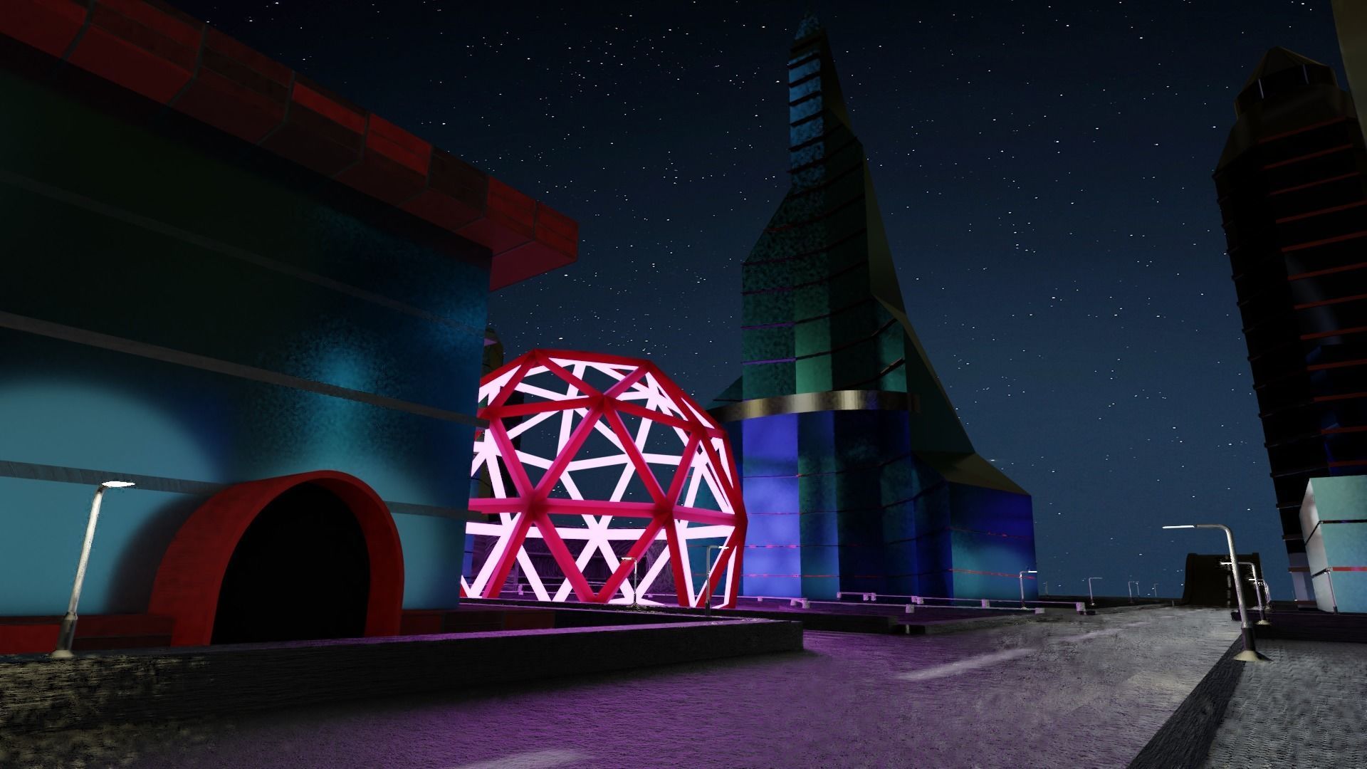 Modern City  Low-poly 3D model_4