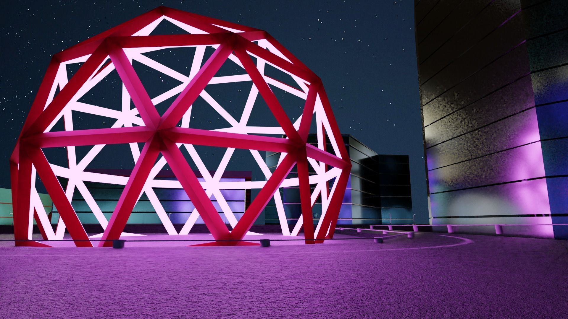 Modern City  Low-poly 3D model_6