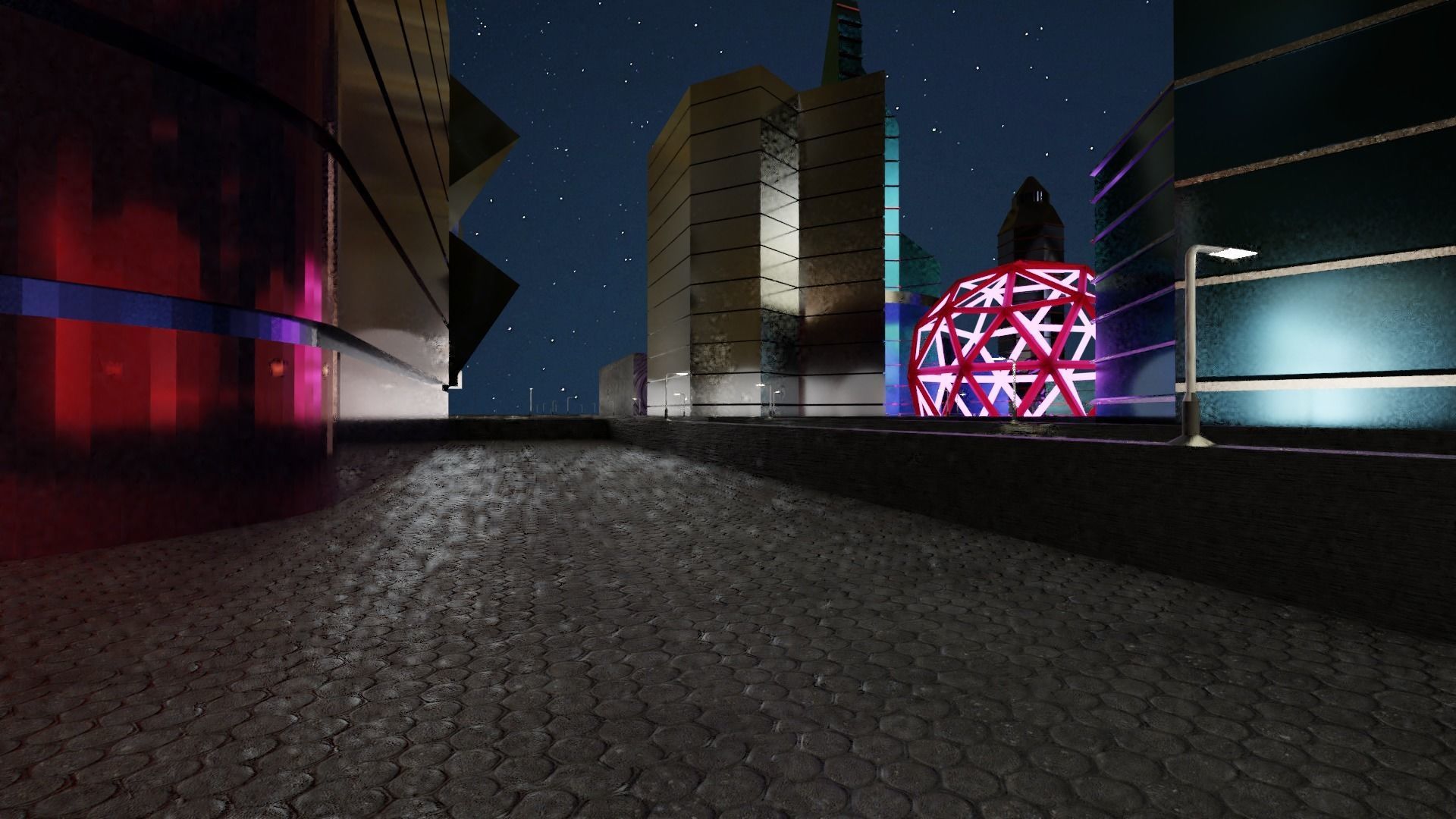 Modern City  Low-poly 3D model_3