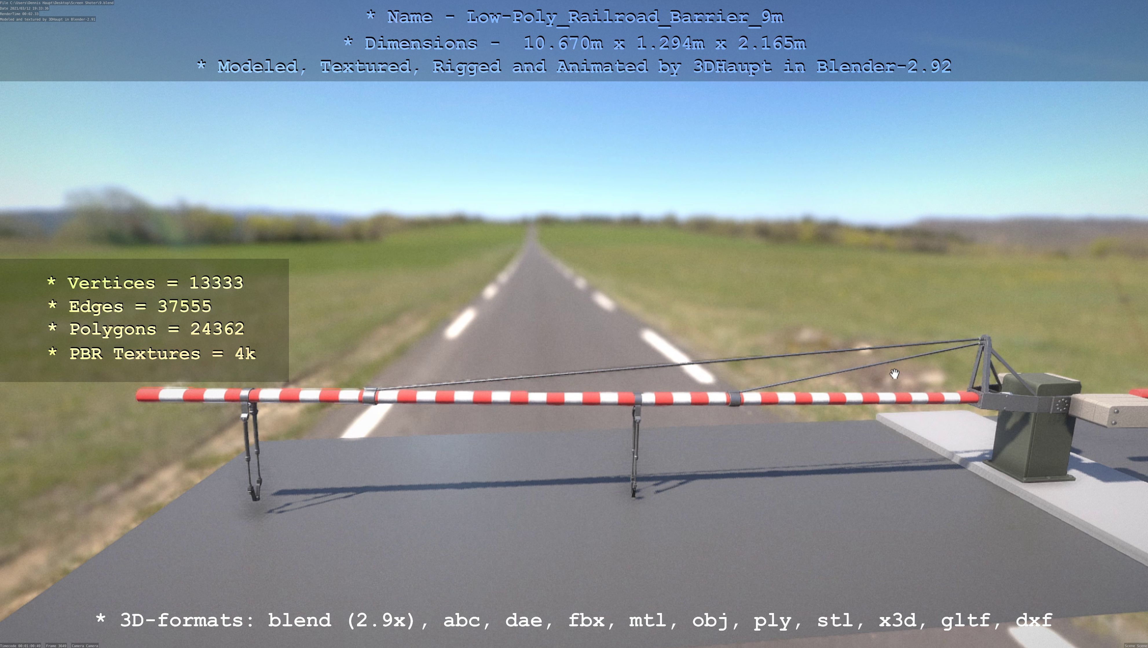 Low-Poly Railroad Barrier 9m Low-poly 3D model_81