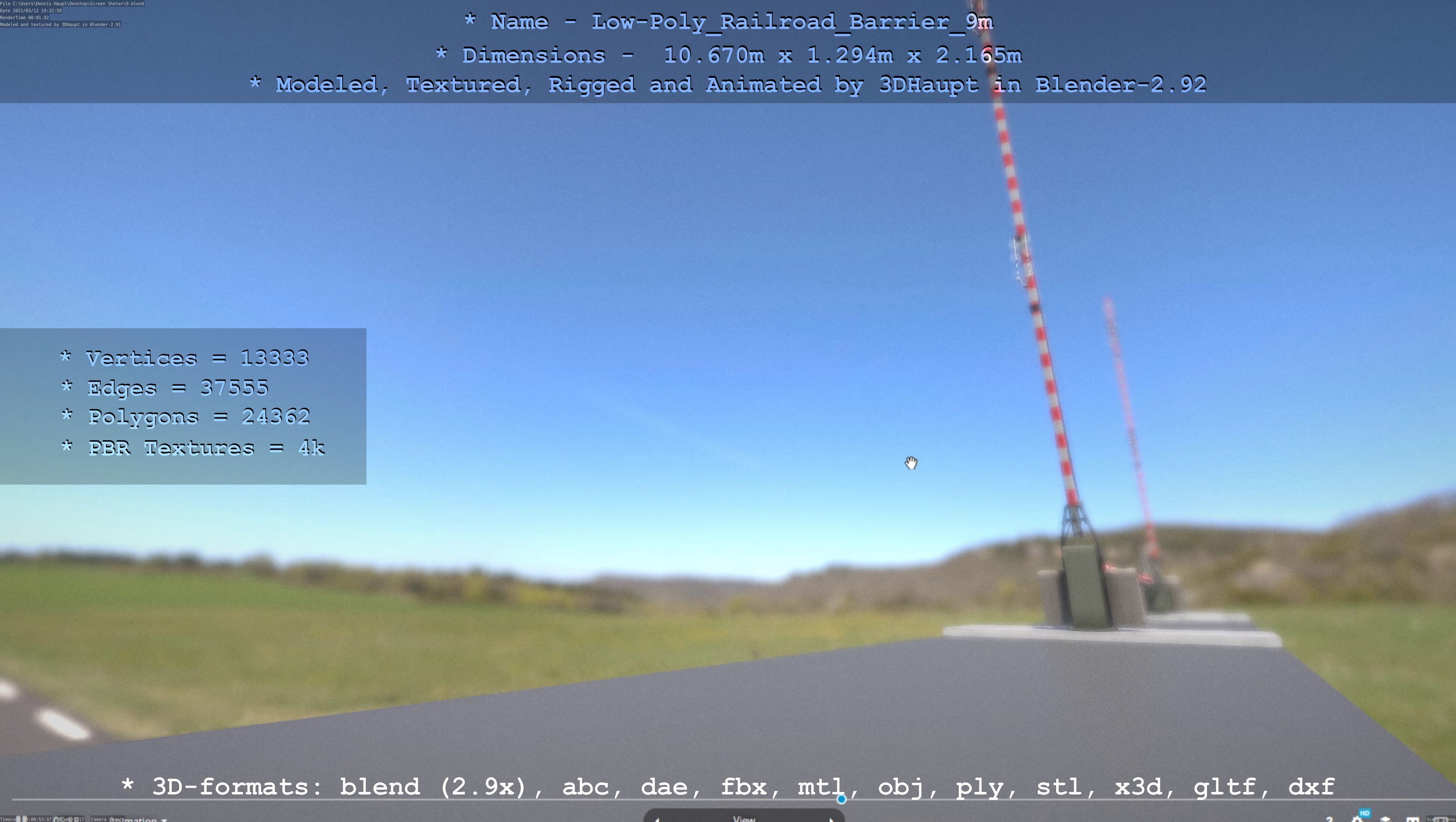 Low-Poly Railroad Barrier 9m Low-poly 3D model_70